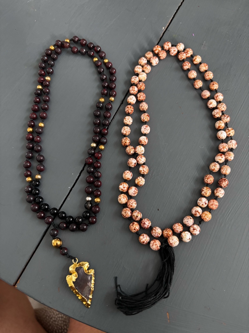 Beaded Brown Speckled & Deep Garnet Women’s Necklace Set